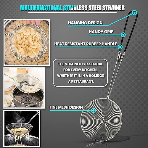 Miniatura 5 de NejaMart - Auténtico fabricante alemán de fideos de huevo de acero inoxidable con cómodo agarre de goma, fácil de colocar sobre todo tipo de ollas y