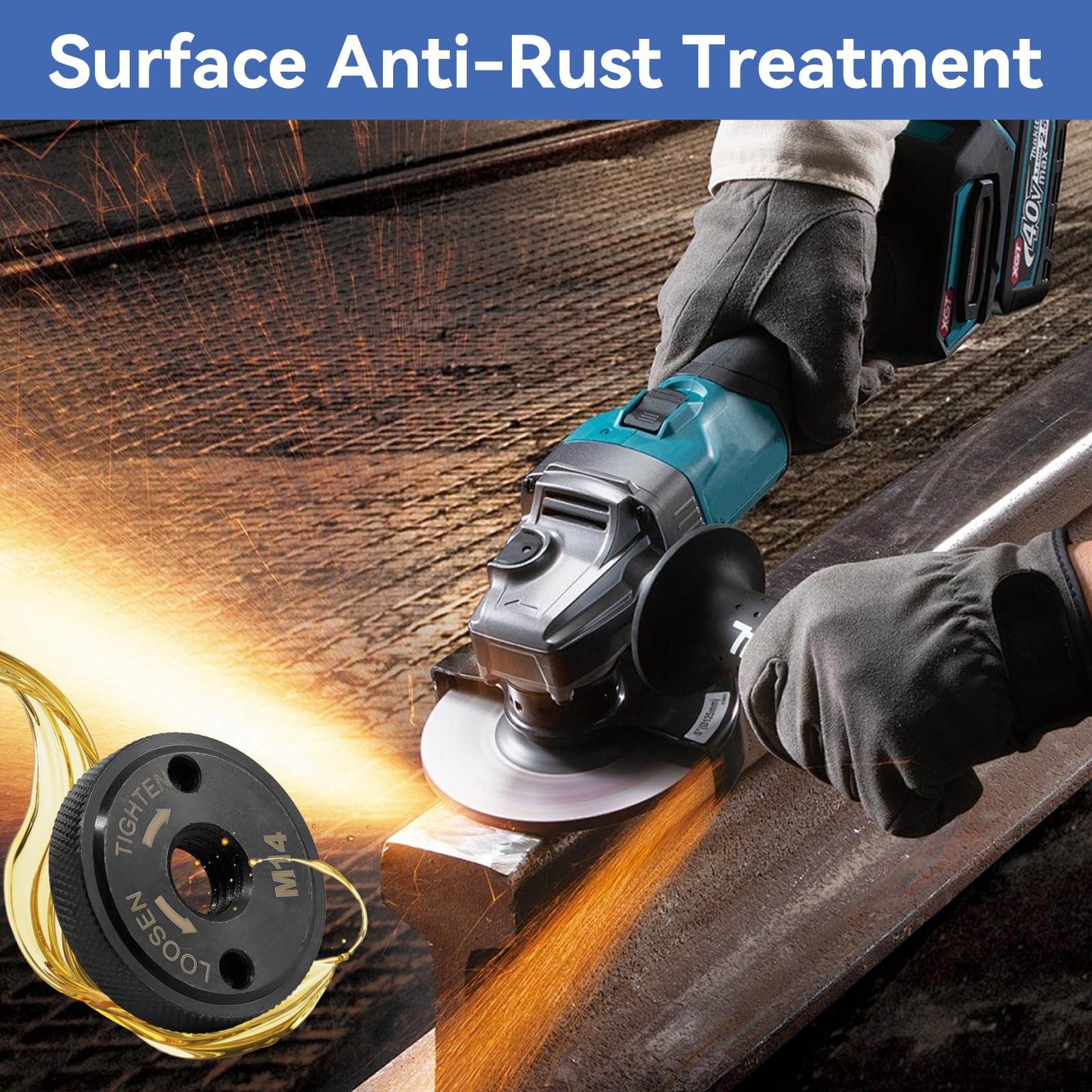 2 dadi a sgancio rapido nero, smerigliatrice angolare M14, dado a sgancio rapido, adatto per smerigliatrici angolari come AEG, Black & Decker, Dewalt, Flex, Hitachi, Metabo, Makita ecc