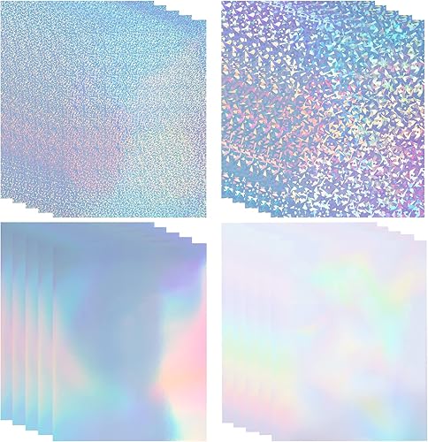 Vista 23 de Papel adhesivo holográfico transparente para impresora de inyección de tinta y láser, 20 hojas de vinilo imprimible, papel adhesivo holográfico, 20