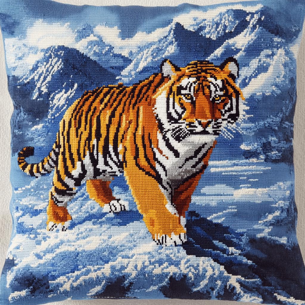 Henypt Latch Hook Cushions Kits Tiger