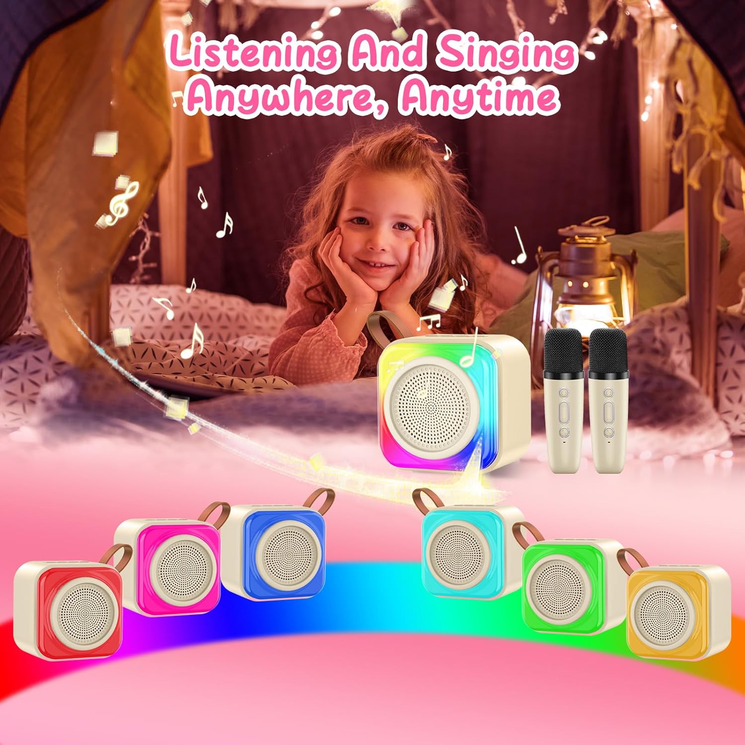 Karaoke Machine with 2 Microphones for Kids, Toys Birthday Gifts for Ages 3-12 Years Old Girls Boys, Mini Karaoke Microphone with Protable Bluetooth Speaker for Singing Party Outdoor Play - Image 4