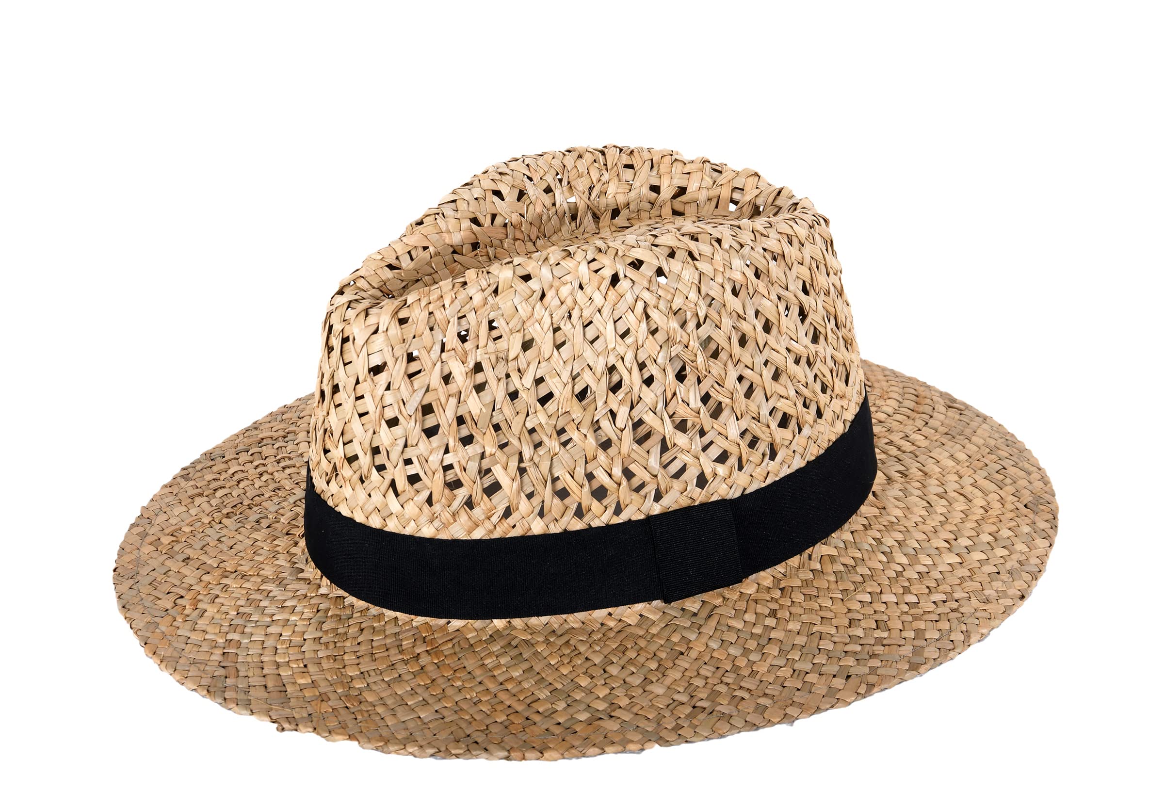 Miuno Sombrero panamá para hombre y mujer, sombrero de vaquero, sombrero de sol, sombrero de fiesta, sombrero de paja real H59