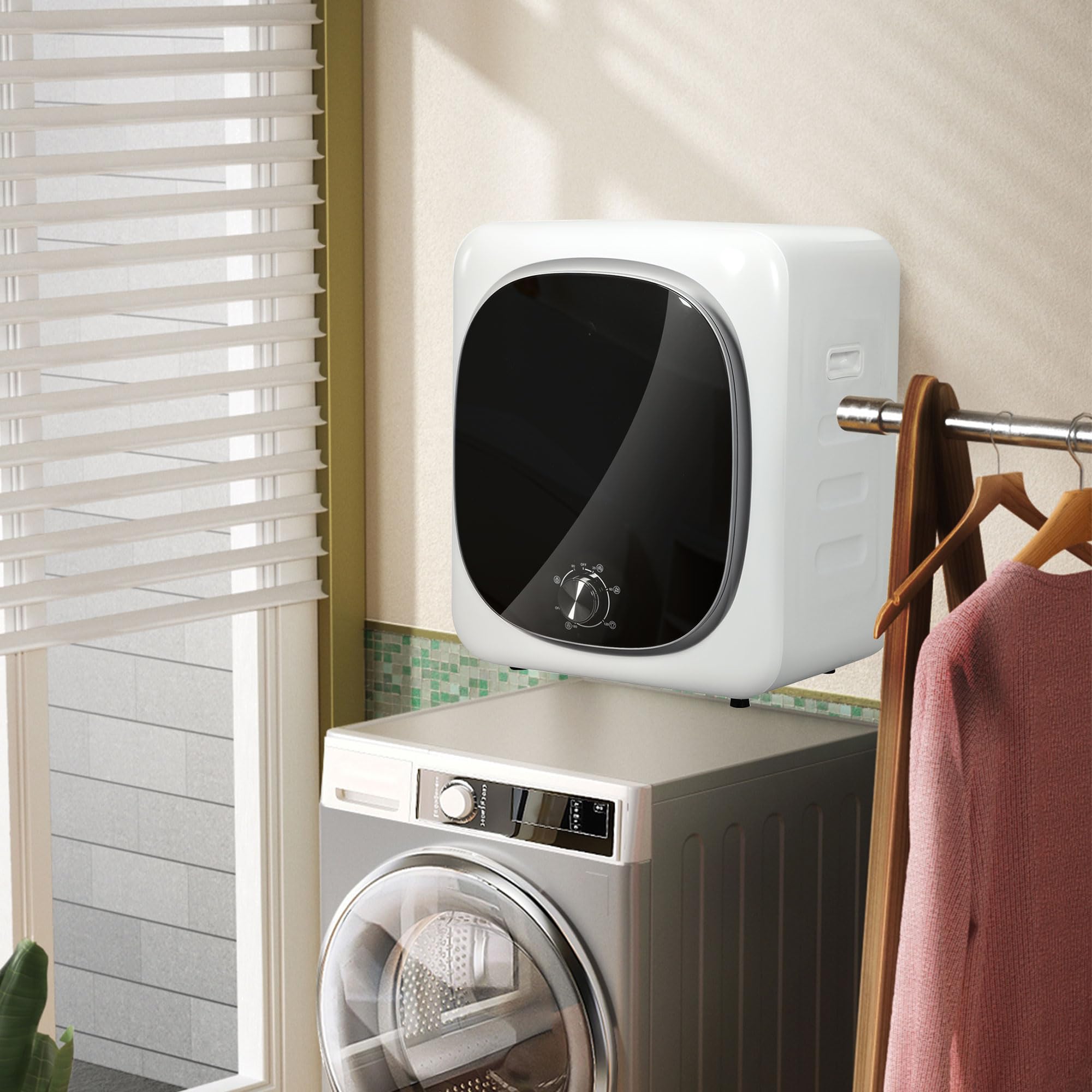 HOMCOM Sèche linge à évacuation compact électrique 800 W 2,5 Kg 5 modes de séchage cuve acier inoxydable charge frontale blanc
