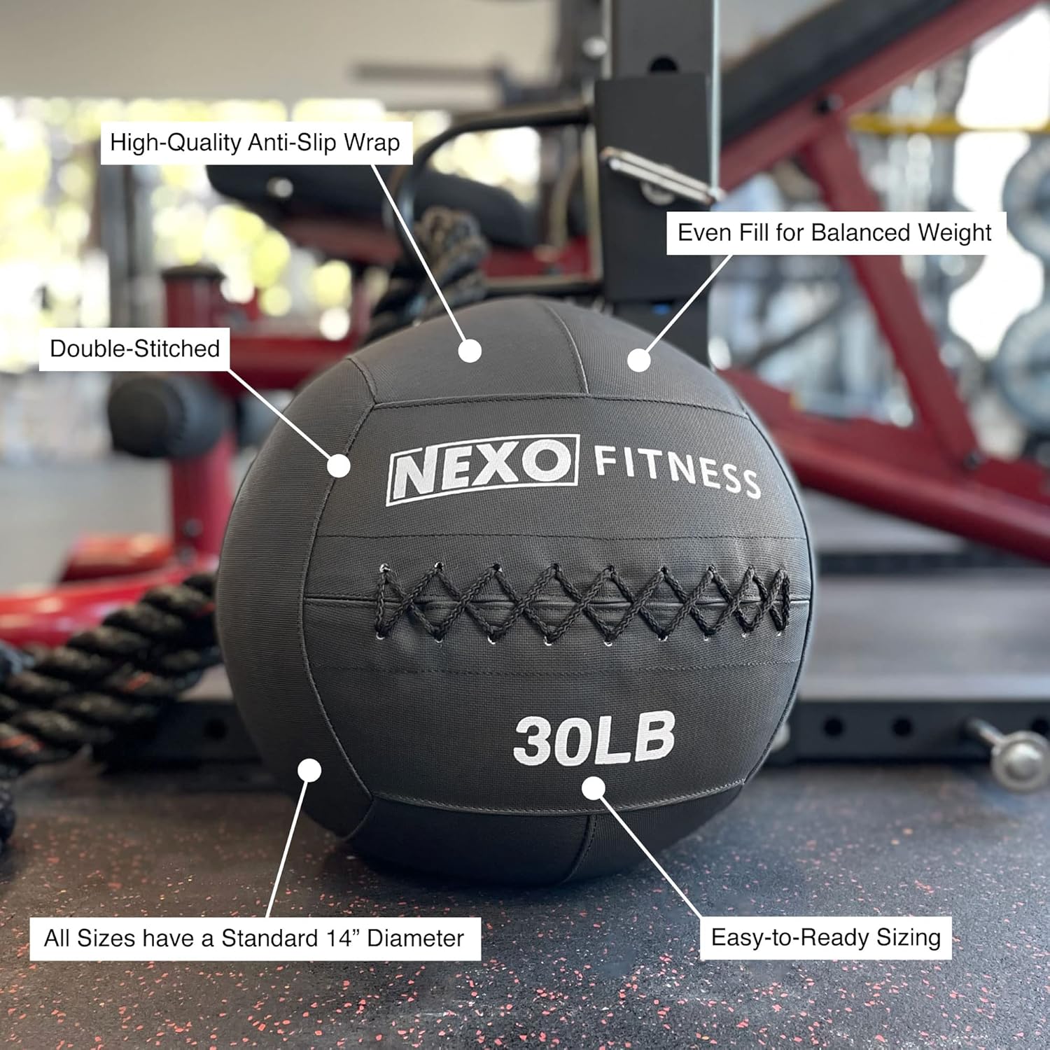 Medicine Balls - Premium Anti-Sweat Grip, Double-Stitched, Commercial Grade Med Ball