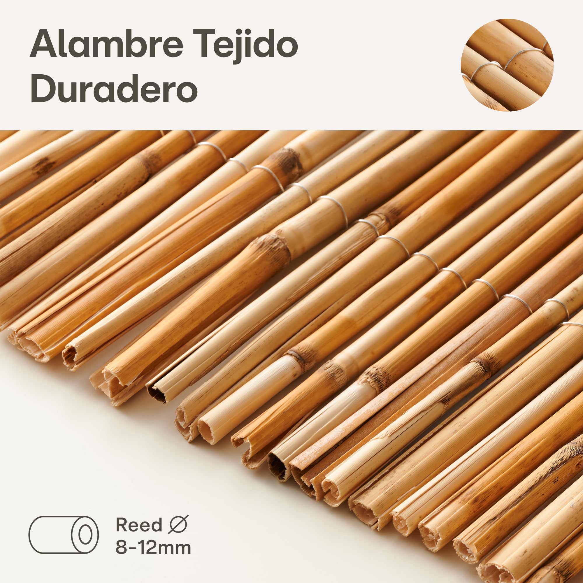 Praknu Cañizo Jardin Ocultacion 1x3 m- FSC® Certificado, Junco Natural - Versátil Uso en Interiores y Exteriores Balcones y Jardines - 100 x 300cm