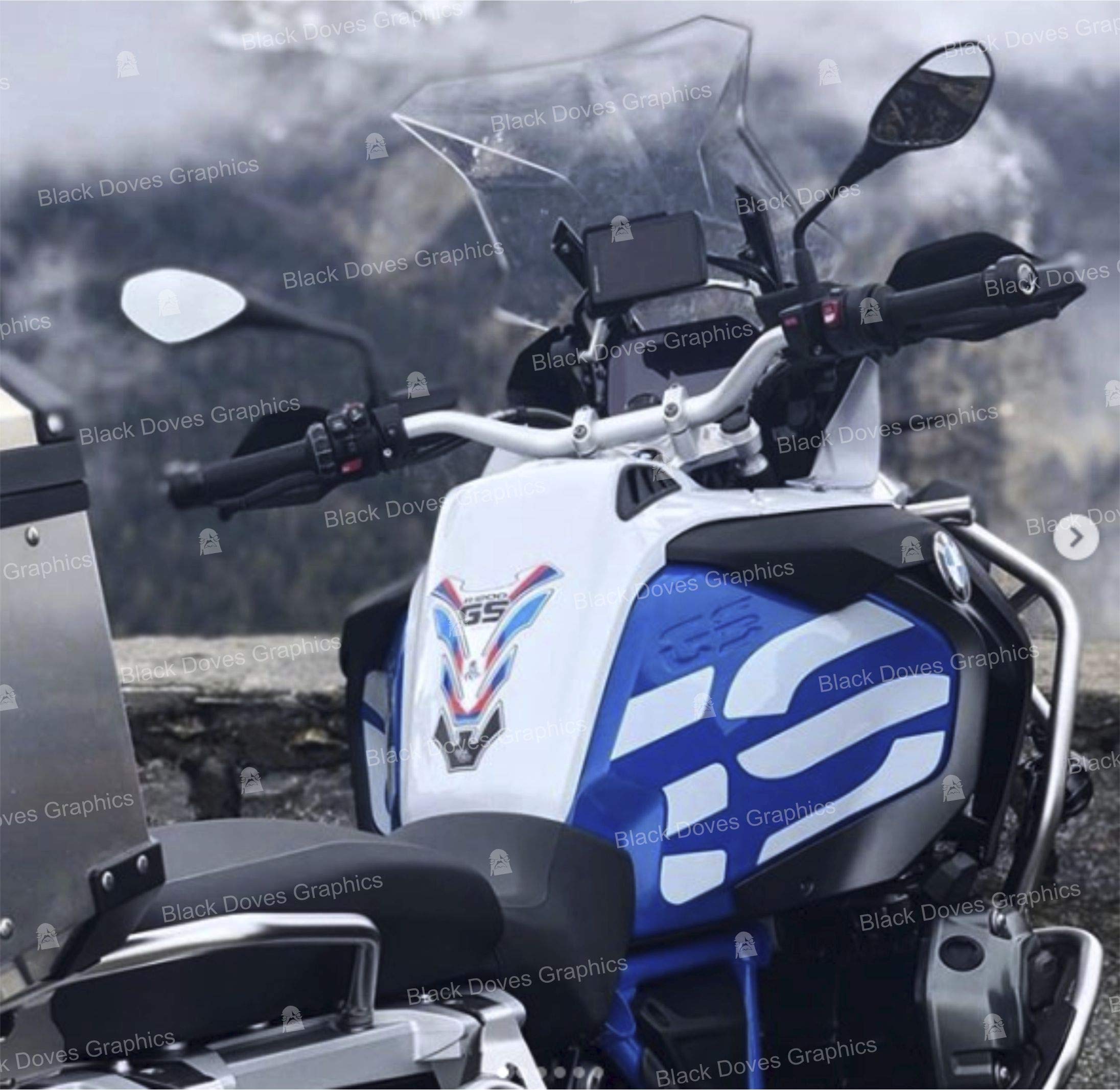 Protège-Réservoir Adhésif Résine Pour BMW R 1250 GS Adventure 2021 - Tank Pad 268x165 Mm - Pack Avec Autocollants