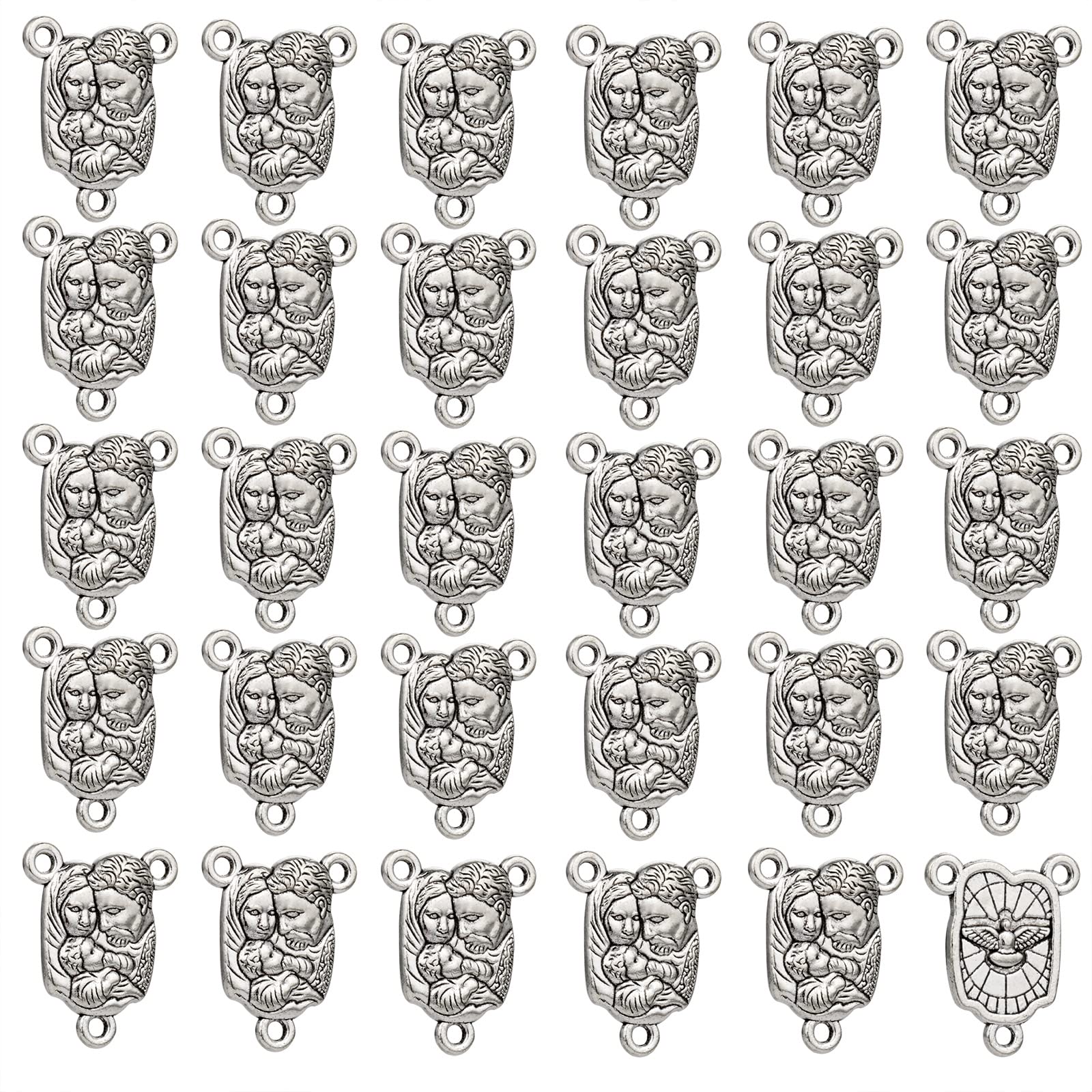 diyalo 3-Hole St Benedict/Miraculous Medal/Our Lady of Guadalupe/Virgin Mary/Christ Jesus Rosary Centerpiece Connector for DIY Prayer Chaplet Necklace Jewelry Making Part, Metal, No Gemstone