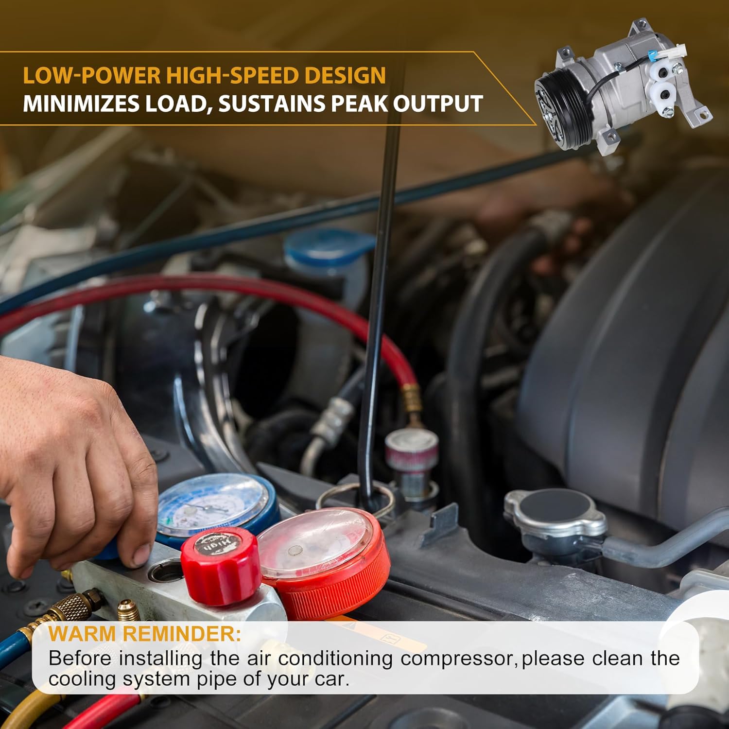 AC Compressor with Clutch Compatible with Chevrolet & GMC Models - Silverado, Suburban, Avalanche, Express, Tahoe, Yukon,Replaces 10364873