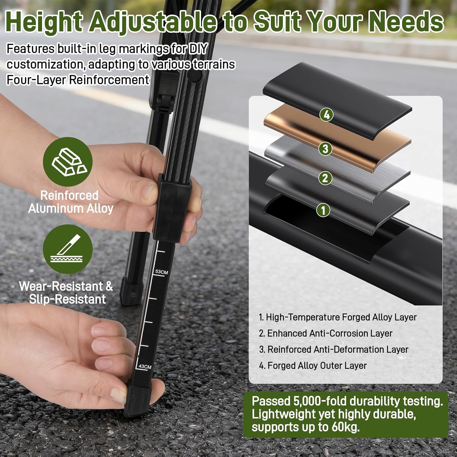 Folding IGT Camping Table, Portable Outdoor IGT Cooking Camping Tables, Ultra-Lightweight Aluminum Foldable Camping Table with Carry Bag for Car Camping, Picnics, RV Travel, and BBQ