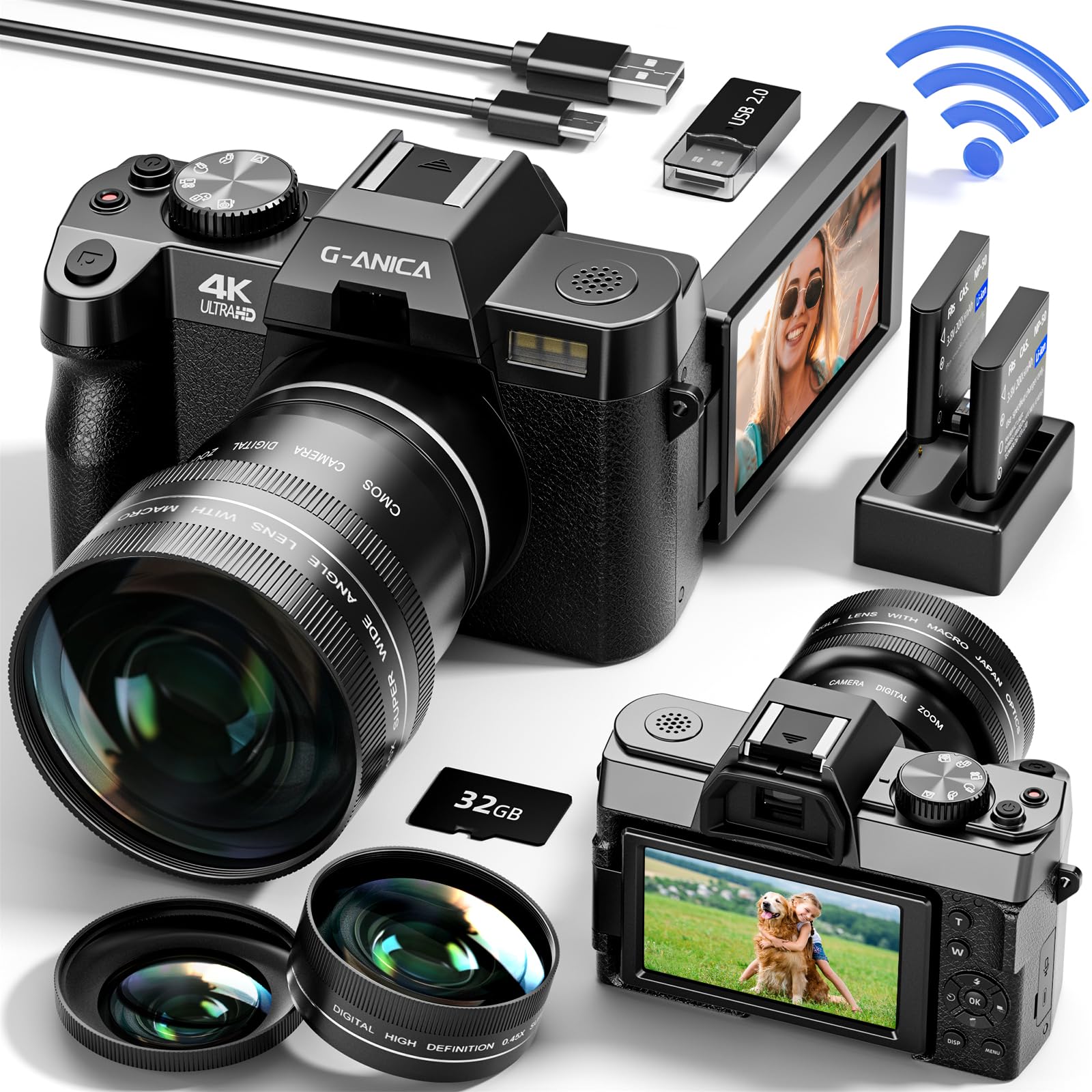 Digital Cameras for Photography with WiFi&App Control, Ture 4K&48MP Vlogging Camera for YouTube,Compact,16X Zoom Autofocus for Entry-Level User, Beginners, (Black)