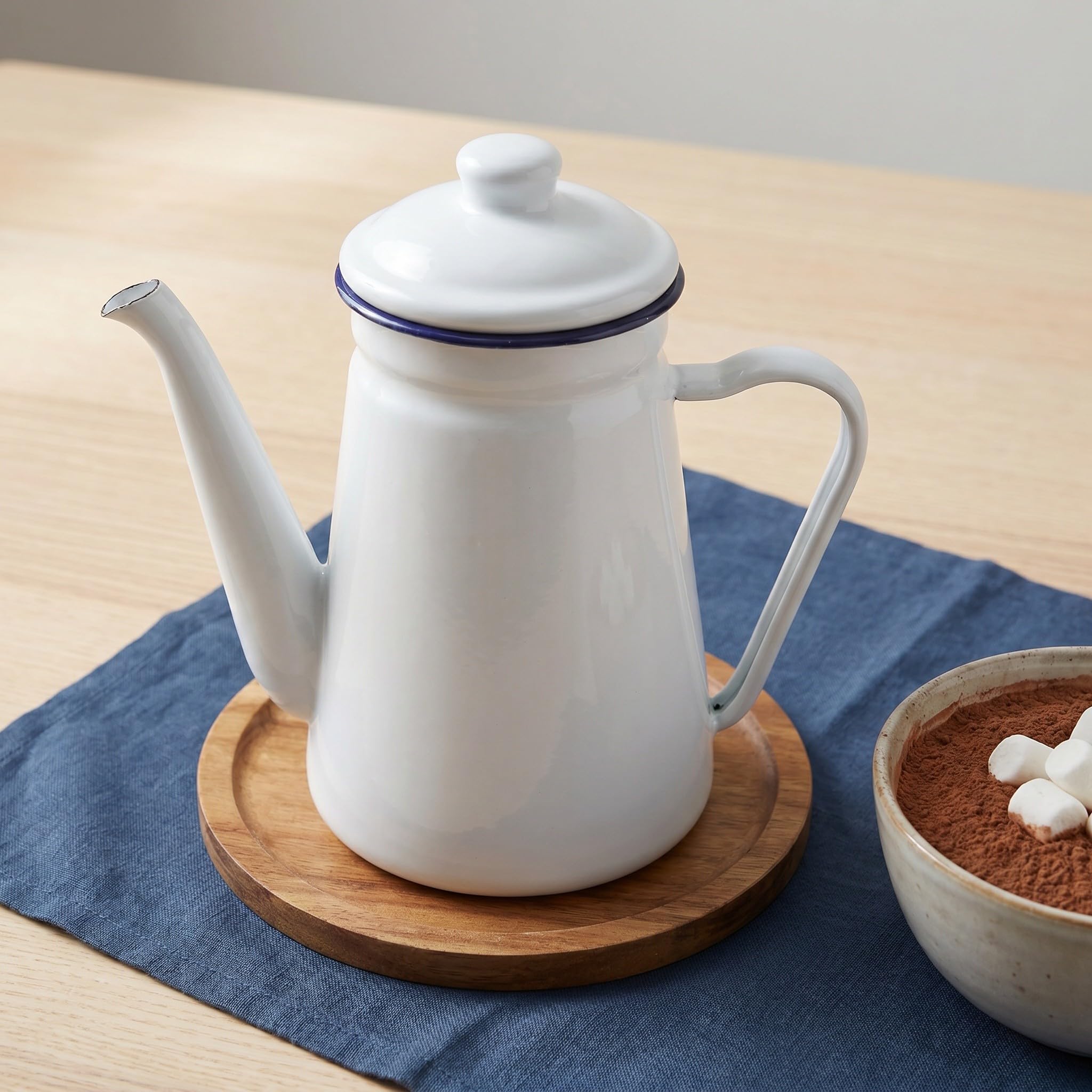 Czajnik emaliowany do kawy: 1,2 l/42 uncje, emaliowany czajnik do gotowania wody, retro do parzenia herbaty, kompaktowy, indukcyjny i do kuchenek, mieszkania i kuchni