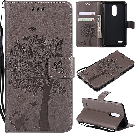 CMID Funda LG K11, Funda LG K10 (2018), PU Cuero Libro Billetera Tapa Antigolpes Protective [Ranura para Tarjetas][Funci?n de Soporte] Cartera Carcasa Case para LG K11 / K10 (2018) (A-Gris)