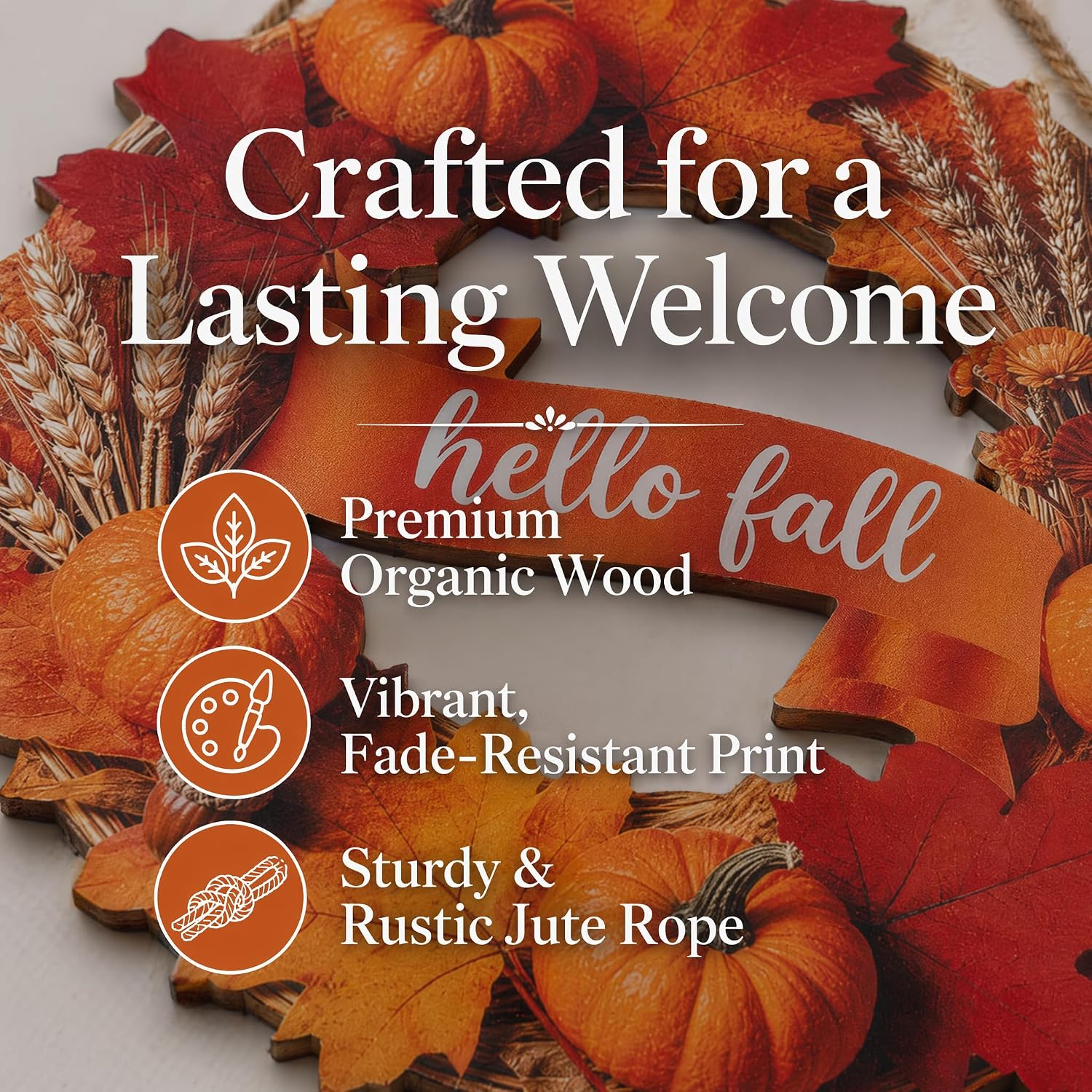 Fall Harvest Door Sign,Autumn Wooden Hanging Sign with Pumpkins Maple Leaves, Rustic Wall Decor for Front Door Porch Farmhouse Thanksgiving Decoration.