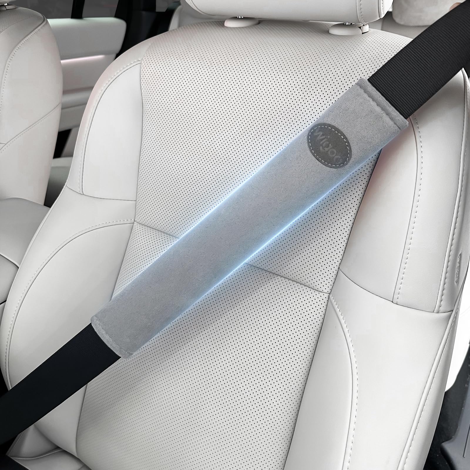 Wigoo Car Seat Belt Covers, Skin-Friendly Suede 2 Pack, 13.9 Inch, Gray
