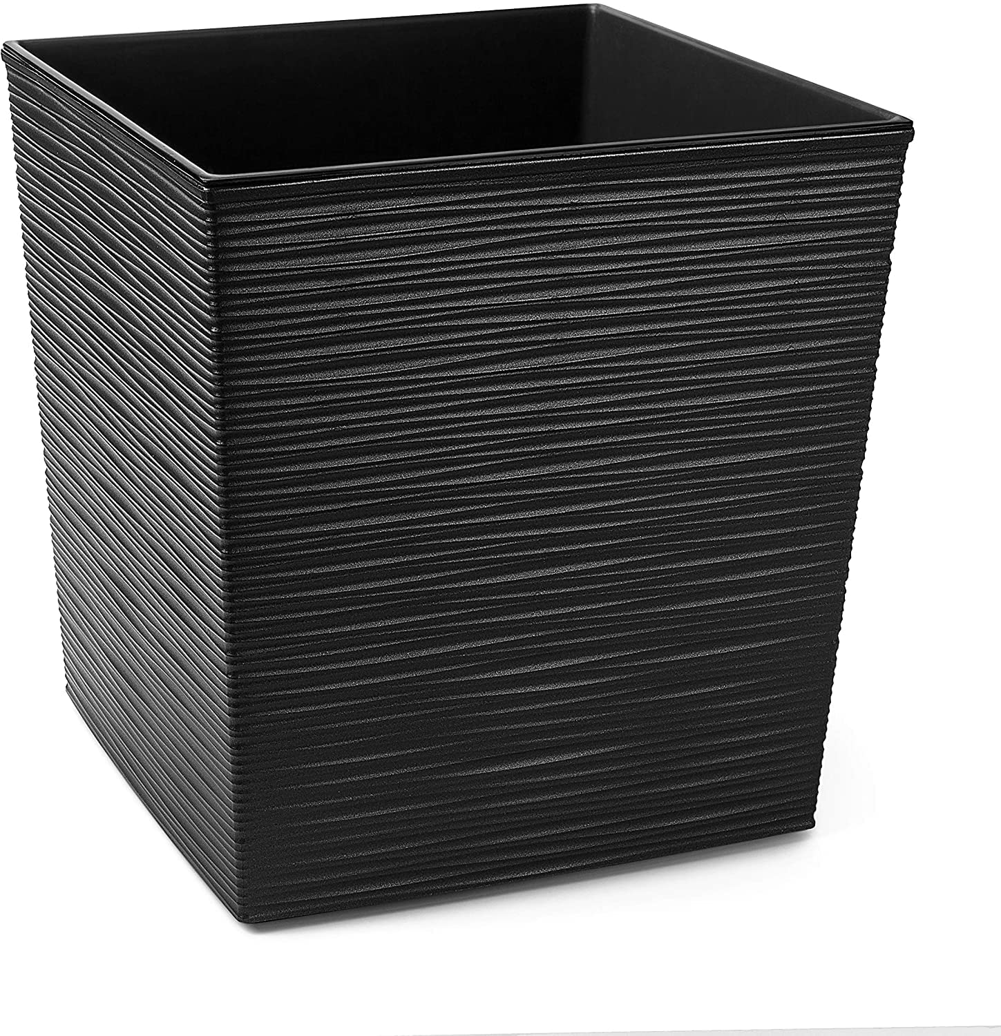 Gordanluk Low Flowerpot Square Textured Flowerpot with internal liner indoor plant pot large plant pots outdoor plant stand (Black, 40 x 40 x 41cm)