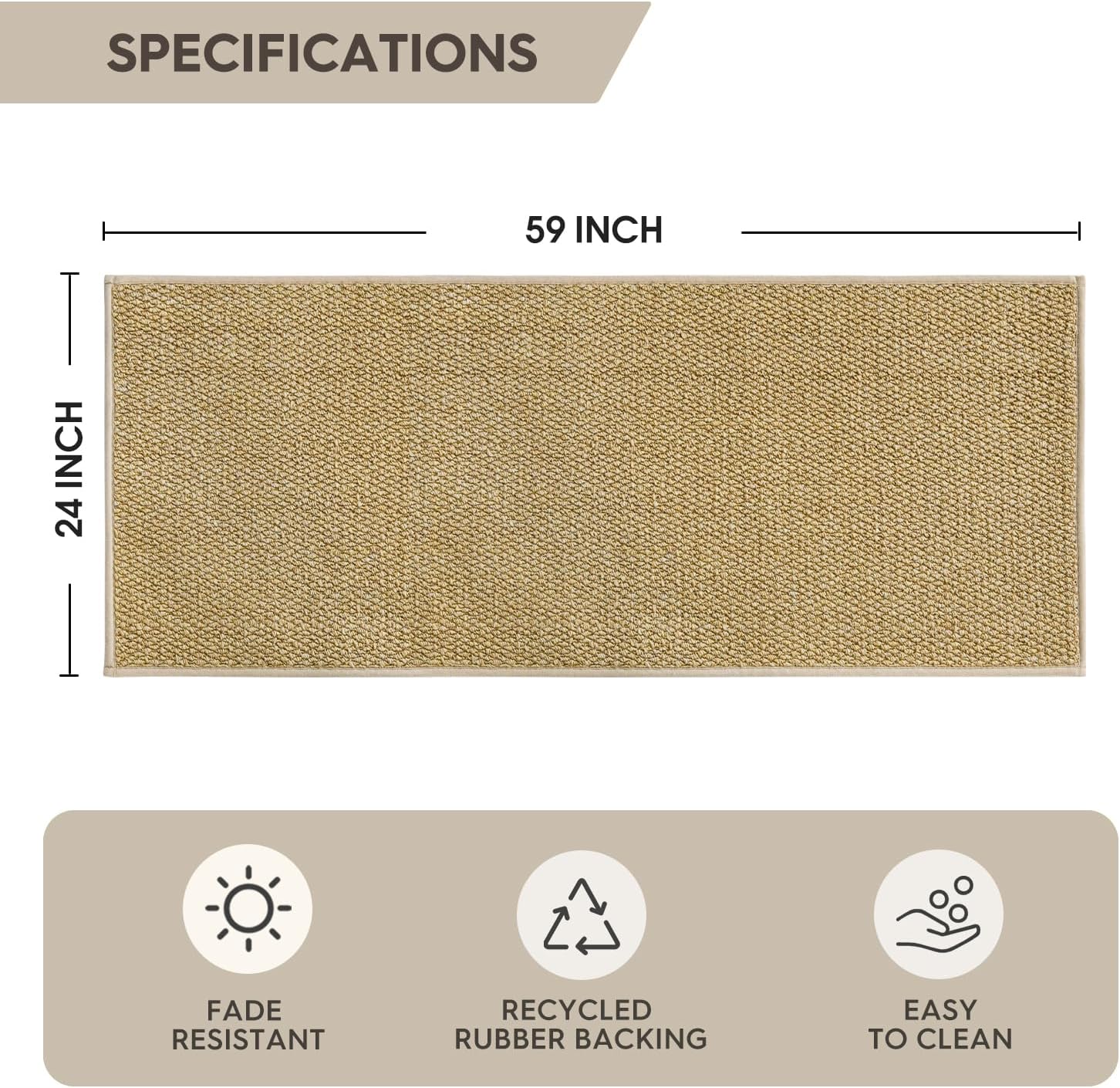 Artoid Mode Camel Machine Washable Non Slip Doormat,Soft Absorbent and Stain Resistant Kitchen Rugs for Sink Hallway Bathroom and Laundry 24x60 Inch