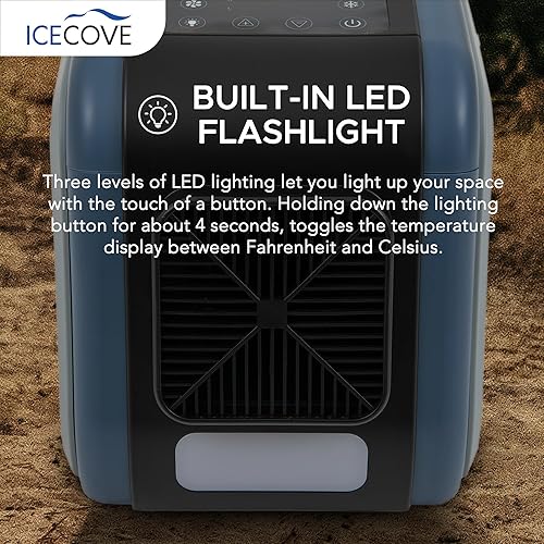 Miniatura 5 de IceCove Aire acondicionado portátil, unidad de CA de enfriamiento rápido de 2500 BTU, bajo consumo de energía de 250 W, 25.5 V CC, 2 velocidades de
