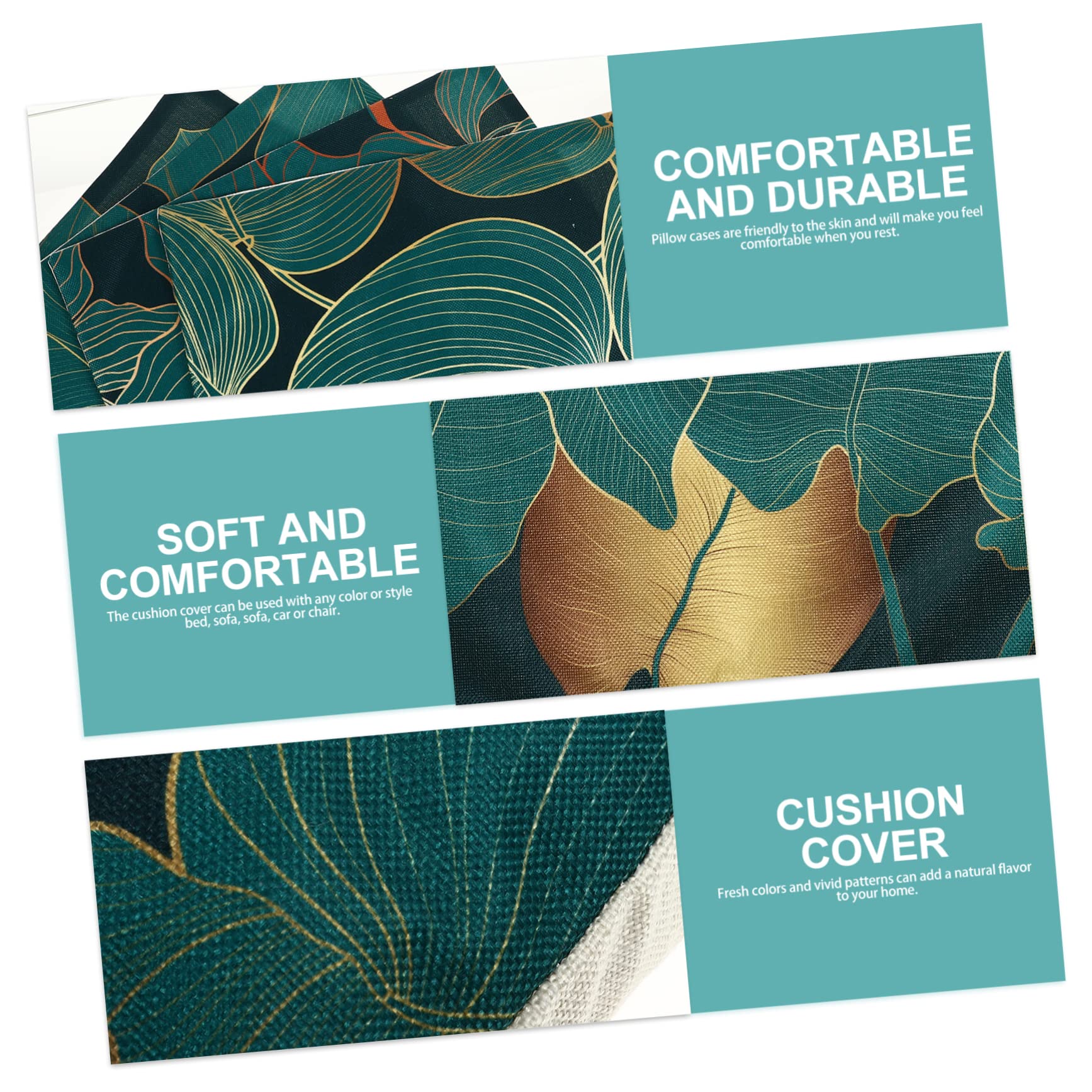 Cabilock Federe Cuscini Decorativi Foglia Verde in Lino 4 Pezzi | Divano e Auto, Coperture Comode, Stile Casual Chic, Formato Coordinato per Interni Salotto
