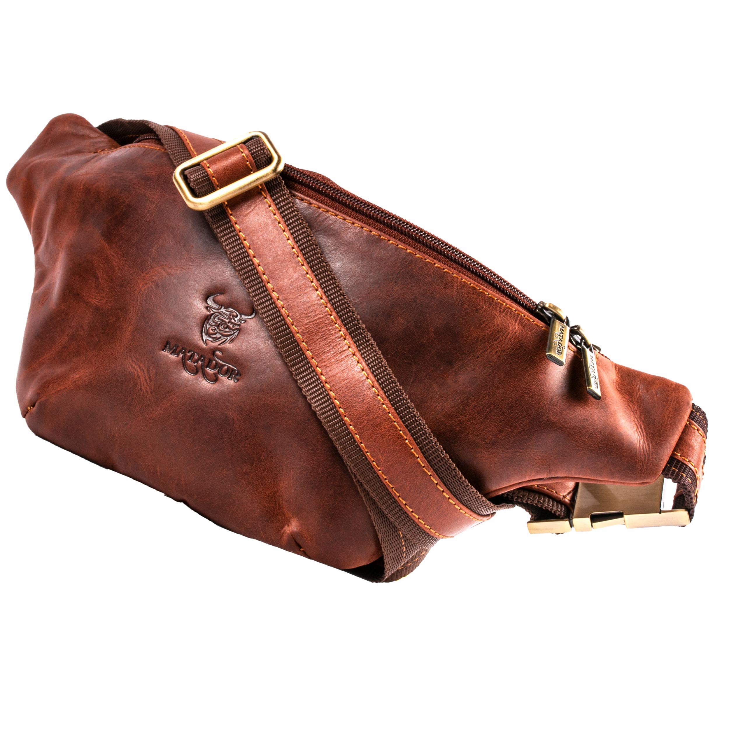 Matador Echt Leder Bauchtasche für Damen und Herren Hüfttasche Outdoor Groß Handytasche Sport Laufgürtel Umhängetasche Geldgürtel für Camping Wandern Fitness Fahrrad Geschenke
