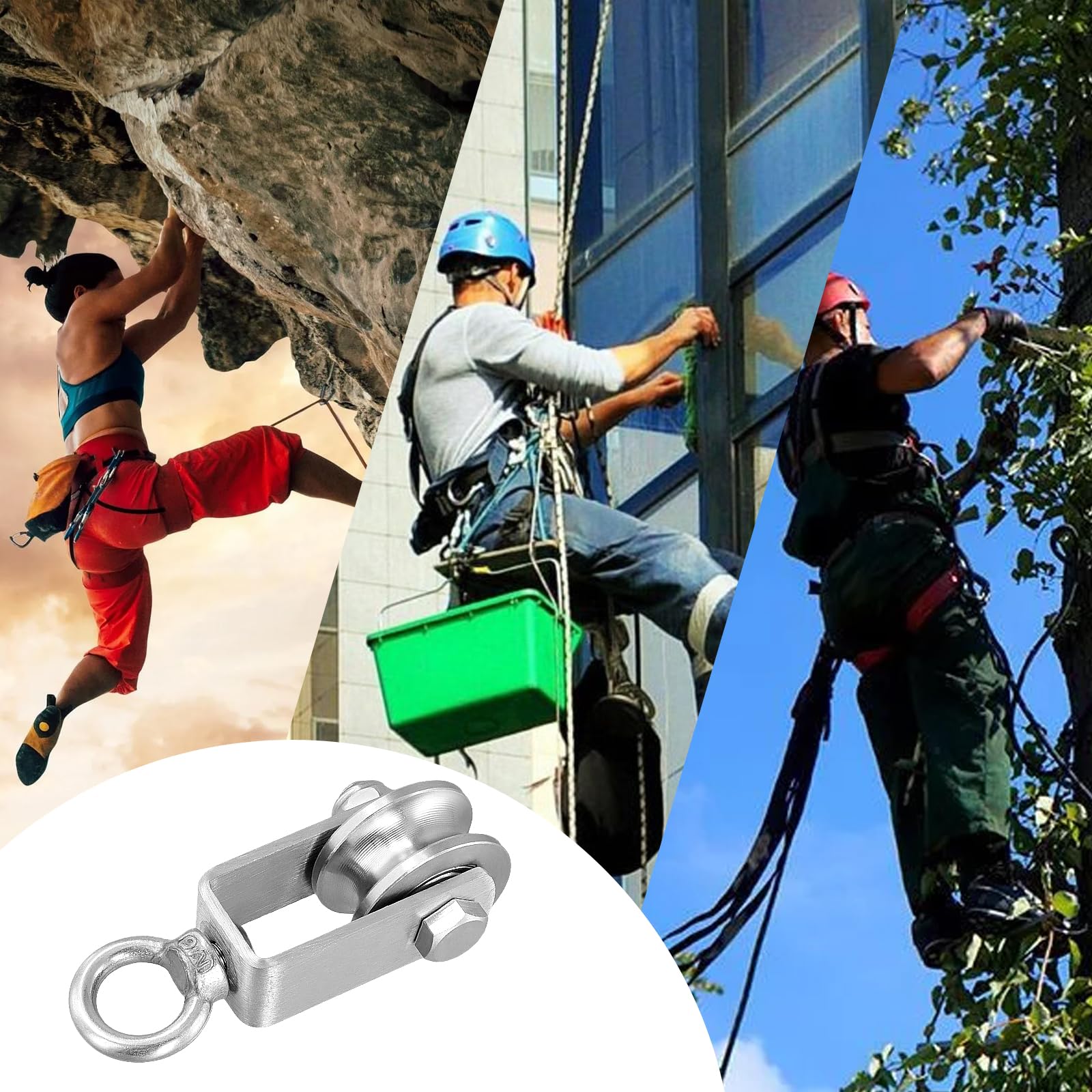 4 poleas de 35 mm para cuerdas, polea de acero inoxidable con 2 rodamientos de bolas, polea de fitness de acero inoxidable, polea M35 para cable de acero, capacidad de carga 250 kg