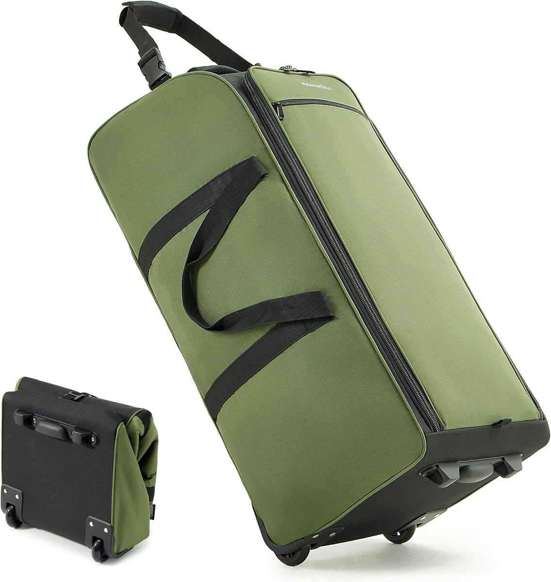 Fanwoli 30'' Extra Large Rolling Duffel Bag with Wheels, Heavy Duty | 100L/120L Foldable Travel Luggage, Tear-Resistant Polyester, Self-Standing Soft Sided Tote for Family Moving and Storage