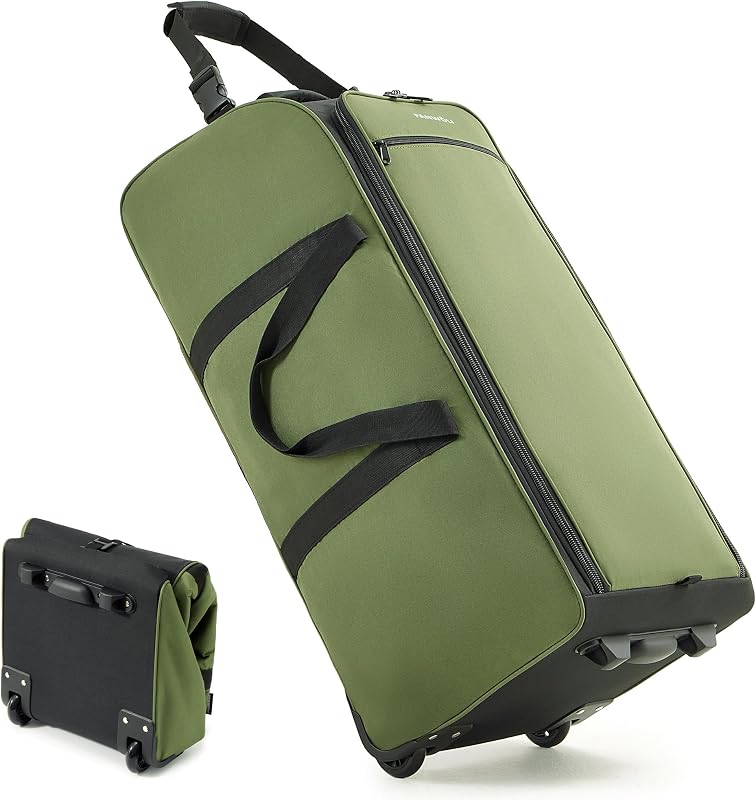 Fanwoli 30'' Extra Large Rolling Duffel Bag with Wheels, Heavy Duty | 100L/120L Foldable Travel Luggage, Tear-Resistant Polyester, Self-Standing Soft Sided Tote for Family Moving and Storage