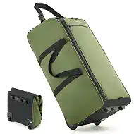 Fanwoli 30'' Extra Large Rolling Duffel Bag with Wheels 100L/120L, Heavy-Duty Tear-Resistant Foldable Travel Luggage for Family Moving & Storage, Self-Standing Soft Sided Tote-Green