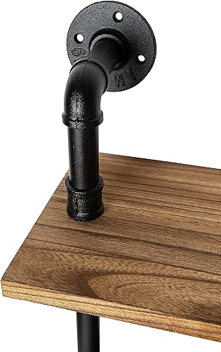 Miniatura 6 de Estantes industriales de 3 niveles  Montaje en pared, estantes de granja con madera rústica y soportes de tubo negro mate para cocina, lavandería,