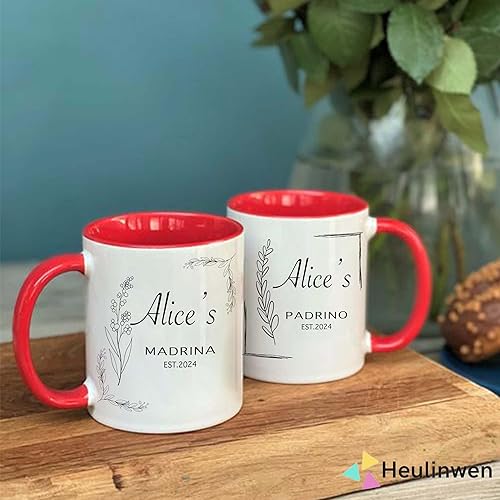 Miniatura 9 de Padrinos De Bautizo Propuesta Set 2 Tazas Café 11 oz, Quieres Ser Mi Madrina est 2024, Regalo de propuesta de padrinos para Niño, Niña, Padrinos de