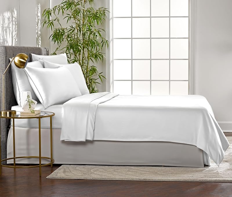 King Sheets by Pure Bamboo, Genuine 100% Organic Viscose Derived from Bamboo Bed Sheet Set, Soft & Cooling, Double Stitching, 2 Year Quality Promise (King, White) image 2