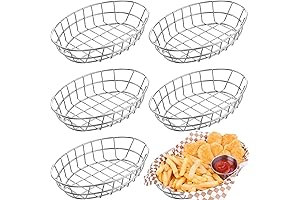 Tioncy Chrome Oval Metal Wire Bread Baskets for Serving