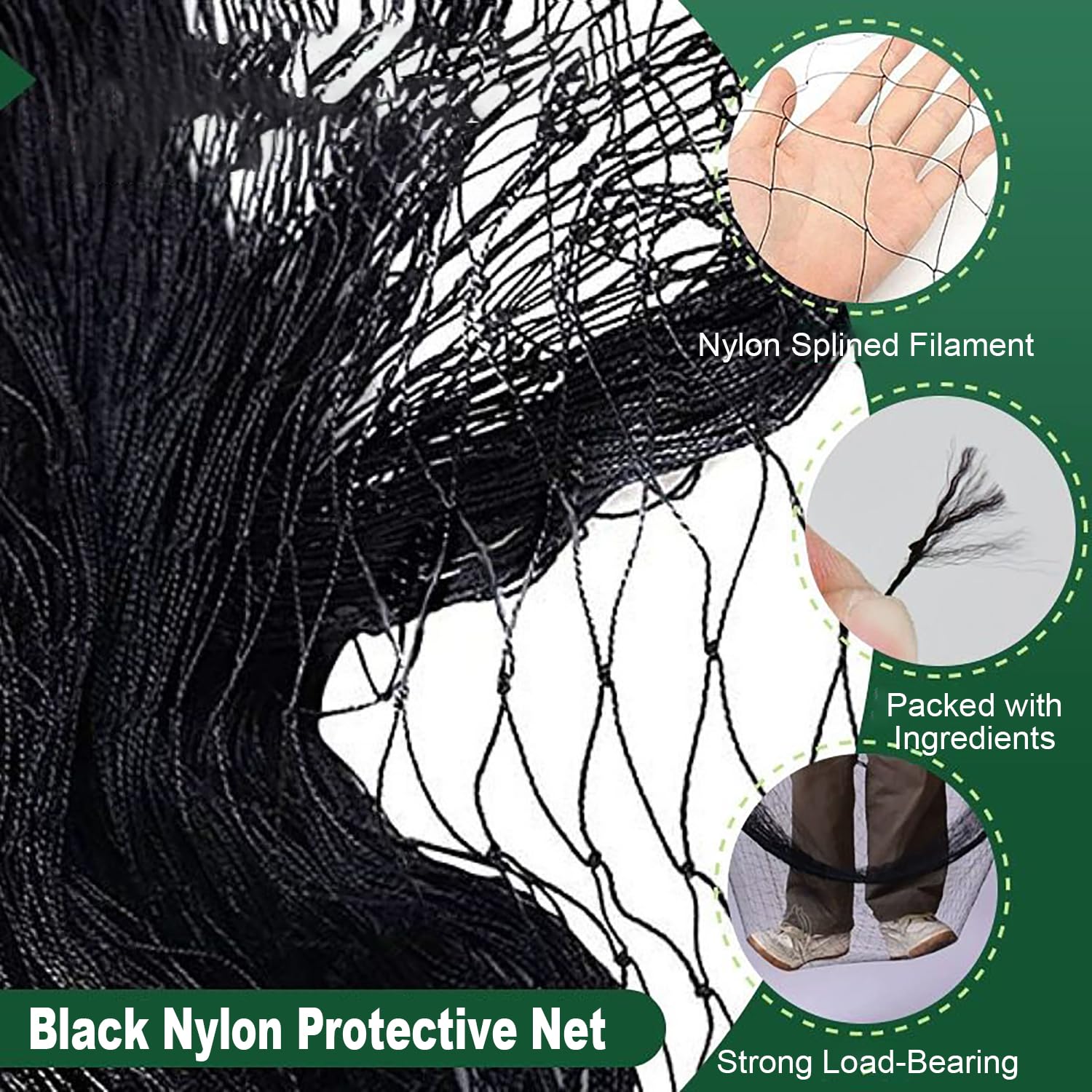 30x15m Rete Anti Piccioni，Rete Antigrandine，Maglia 5x5cm Adatto a Tutti Tipi di Giardini Recinzioni,Retes di Protezione Antis Uccelli per Piante con Chiodi di Terra e Fascette,Nero