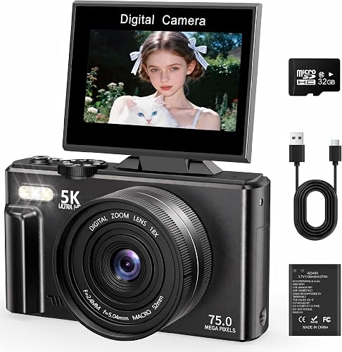 Appareil Photo Numérique 5K 75MP avec WiFi 