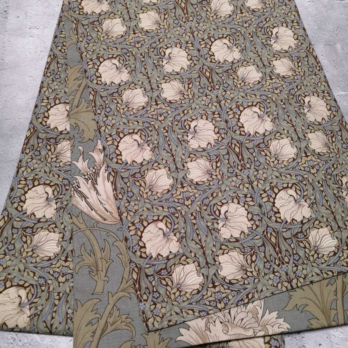 開き名古屋帯　ウィリアムモリス　ピンパーネル×アネモネ　ブルー　リバーシブル Amazon.co.jp: 開き名古屋帯 ウィリアムモリス ピンパーネル