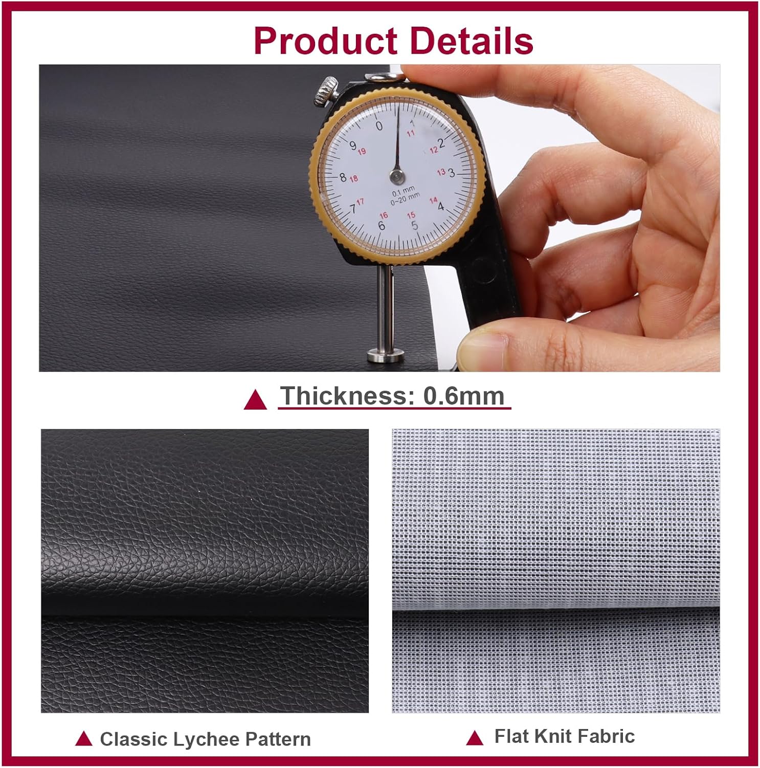 Waterproof Marine Vinyl Fabric 55" Wide by 64" Upholstery Faux Leather Sheets 0.6mm Thick Anti-UV Non-Peeling for Repairing Sofa Car Boat Vinyl Material, Black