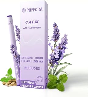 Herbal Diffuser Pen, Plant-Based - Ashwagandha, Lavender, L-Theanine, Lemon Balm, Vitamin B1 & B6, Supports a Calm Mood, Relaxed Feelings, 600 Uses