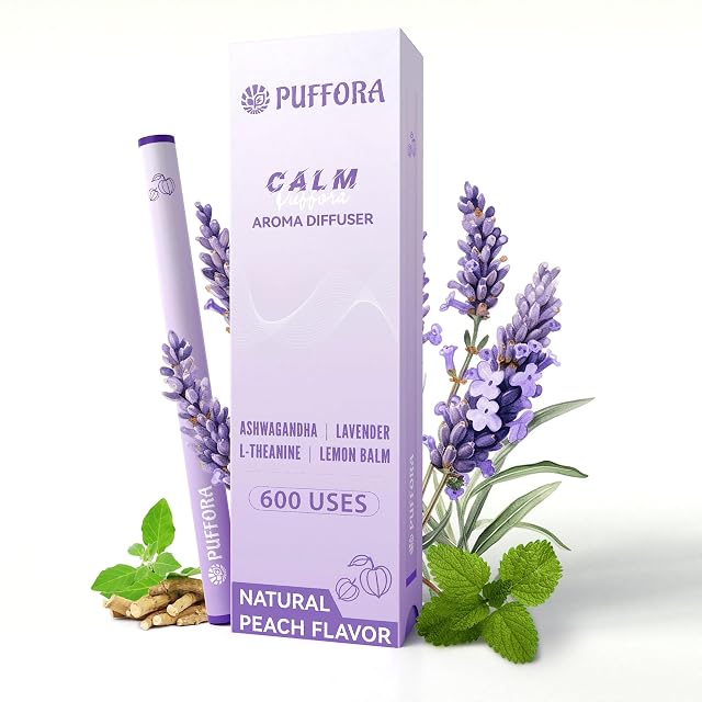 Herbal Aromatherapy Pen Plant-Based - Ashwagandha Lavender L-Theanine Lemon Balm Vitamin B1 B6 Supports a Calm Mood Relaxed