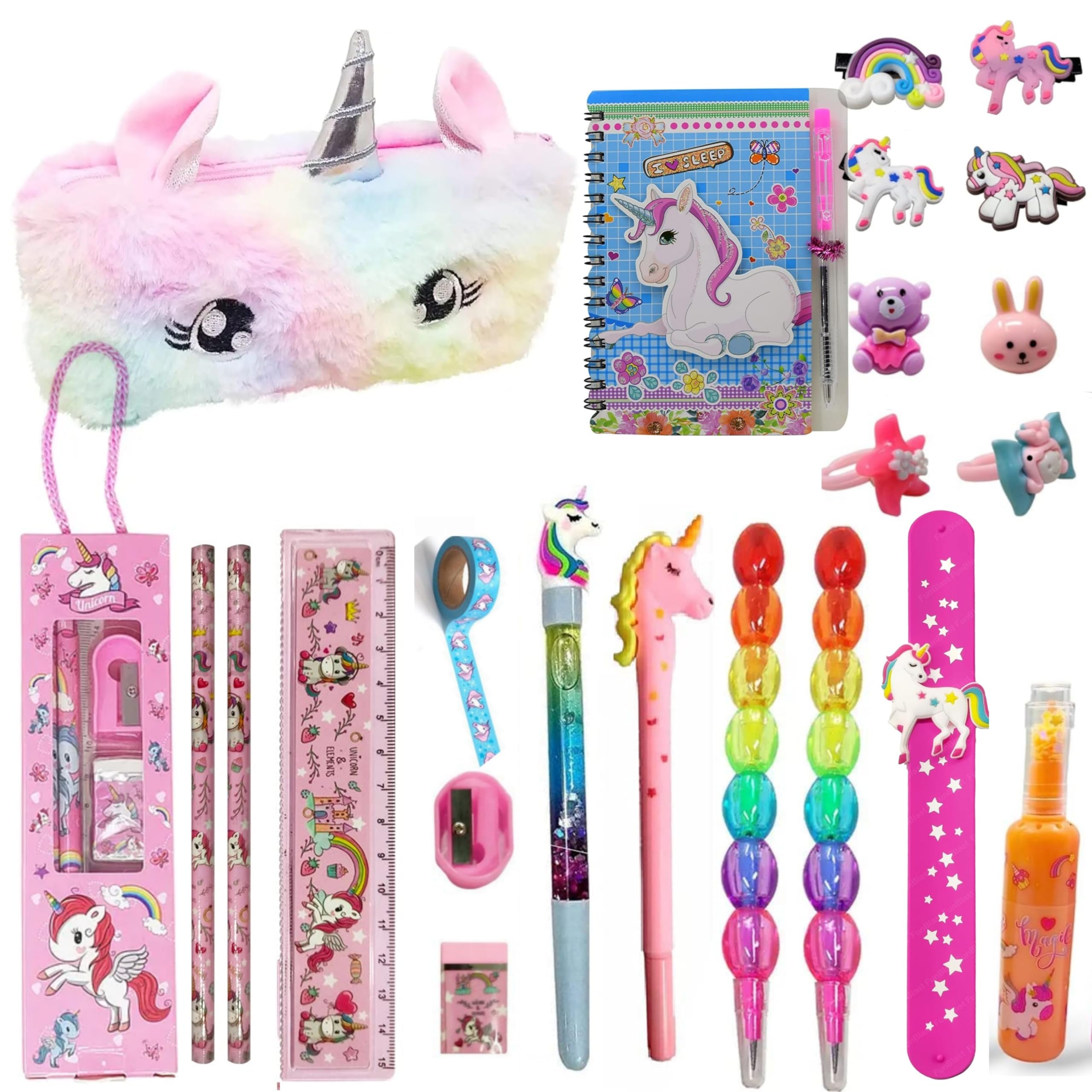 Prezzie Villa 23 Piece Unicorn Combo for Girls with Unicorn Theme, Pink, School Supplies Return Gifts for Birthday Parties for Kids, Pencil Box with All Stationary, Stationery Combo Set (B0D2Y8P72P) Amazon Price History, Amazon Price Tracker