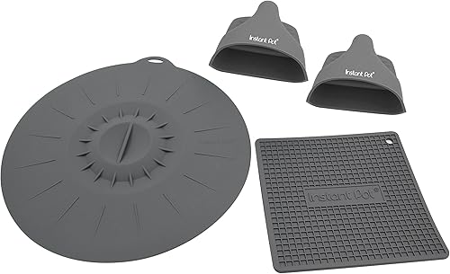 Instant Juego de accesorios oficiales para olla a presión eléctrica - Par de mini manoplas, soporte para ollas resistentes al calor y tapa de