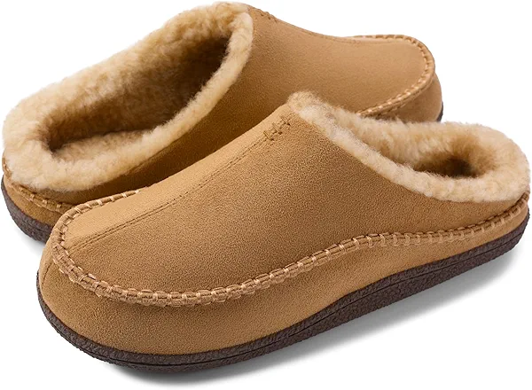 shoeslocker Men's Slippers, Comfy Memory Foam Slip-on Indoor House Shoes