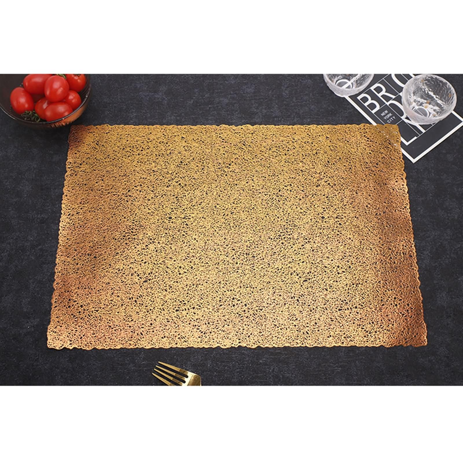 Napperon Table Salle a Manger Lavable Lot de 10, 30 x 45 CM Set de Table Antidérapant Lavable Or, Couleur Unie avec Rectangle