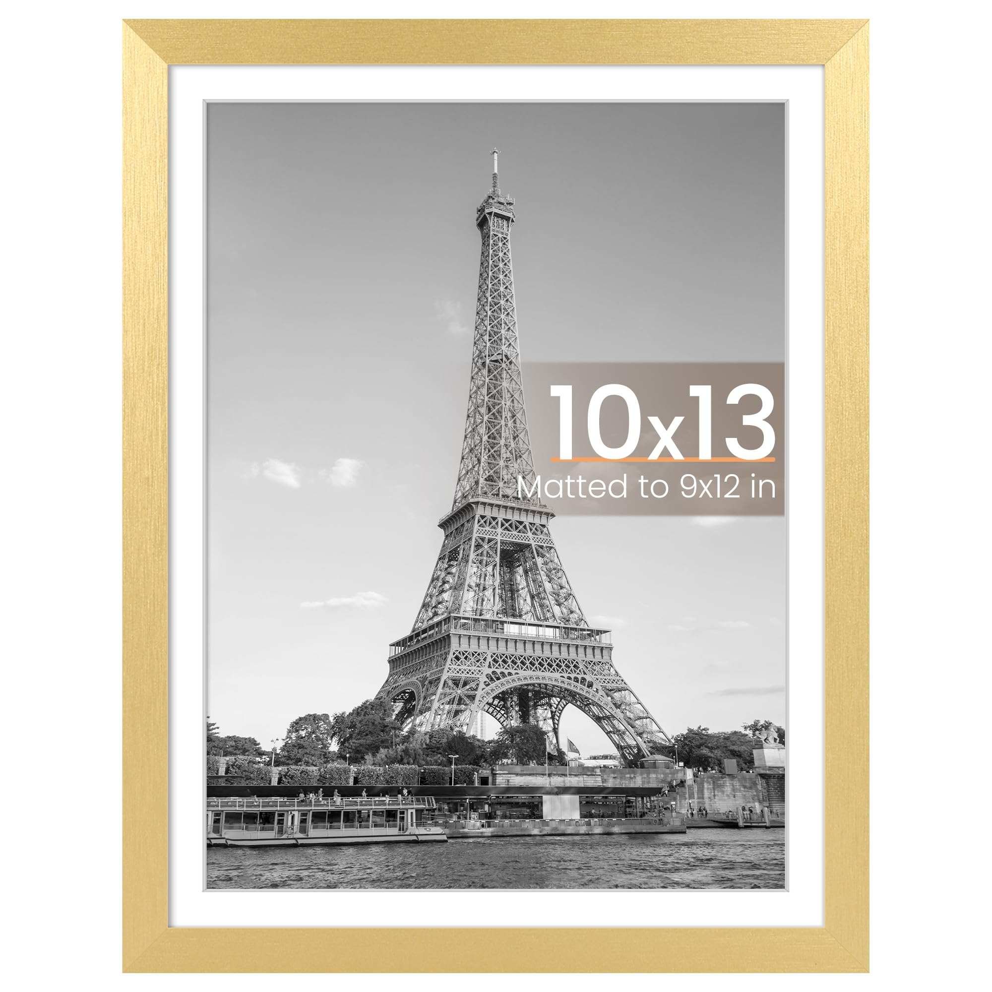 upsimples 10x13 Picture Frame, Wall Decor Photo Frames, Gold 1 Pack | 10 x 13 Frame, 9x12 Frame with Mat for Gallery Wall, Wedding, Baby, Dog, Dorm, Christmas