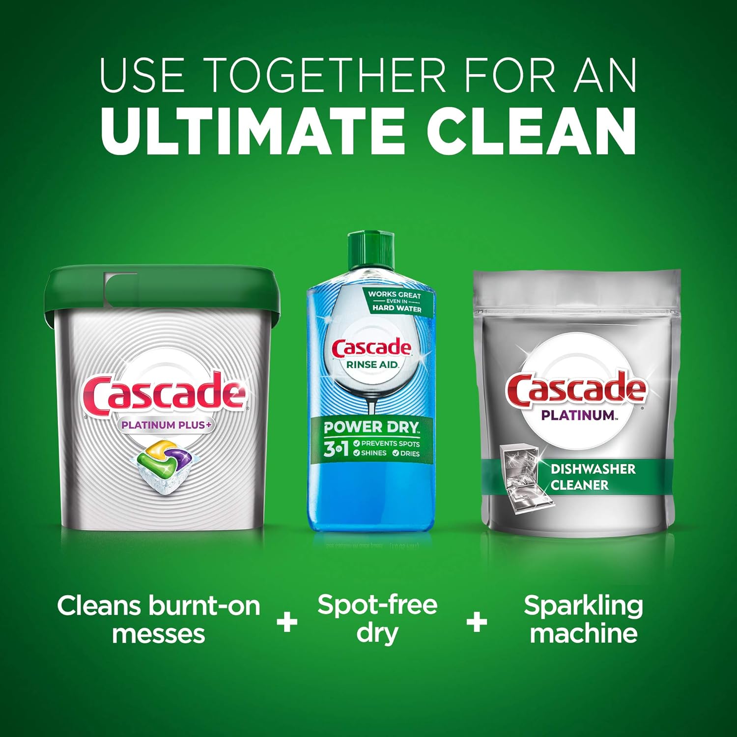Cascade Platinum Dishwasher Pods, Actionpacs Dishwasher Detergent with Dishwasher Cleaner Action, Lemon Platinum Plus, 30 Count : Health & Household