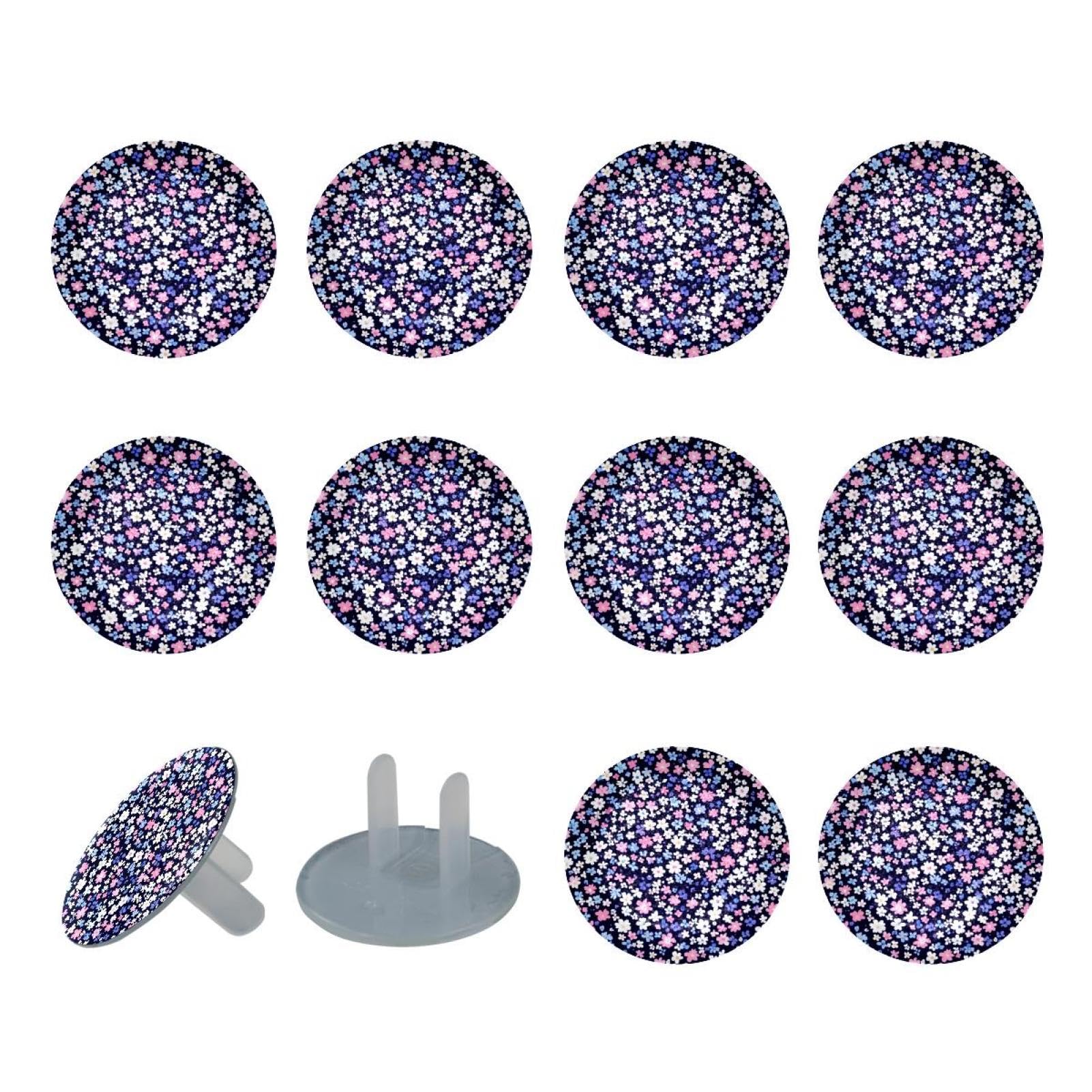 24 Packs Baby Child Proofing Outlet Covers Colorful Ditsy Flower Seamless Safety Socket Caps for Electrical Power Wall Plates