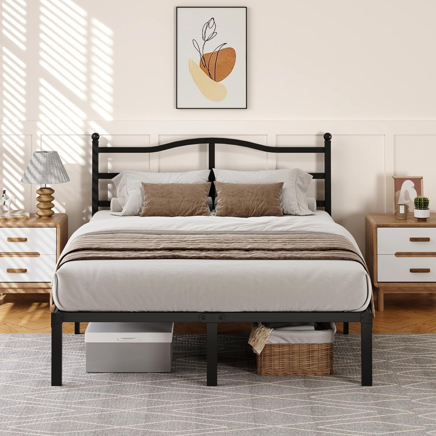14 Inch Full Size Bed Frame with Headboard, Heavy Duty Metal Platform Bed Frame Full Size Mattress Foundation with Sturdy Steel Slats, Easy Assembly Noise Free - Image 3