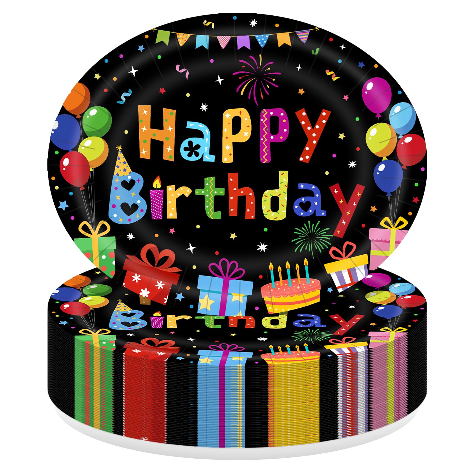 Temicle 50 Pcs Happy Birthday Oval Paper Plates - tableware | Mubboo