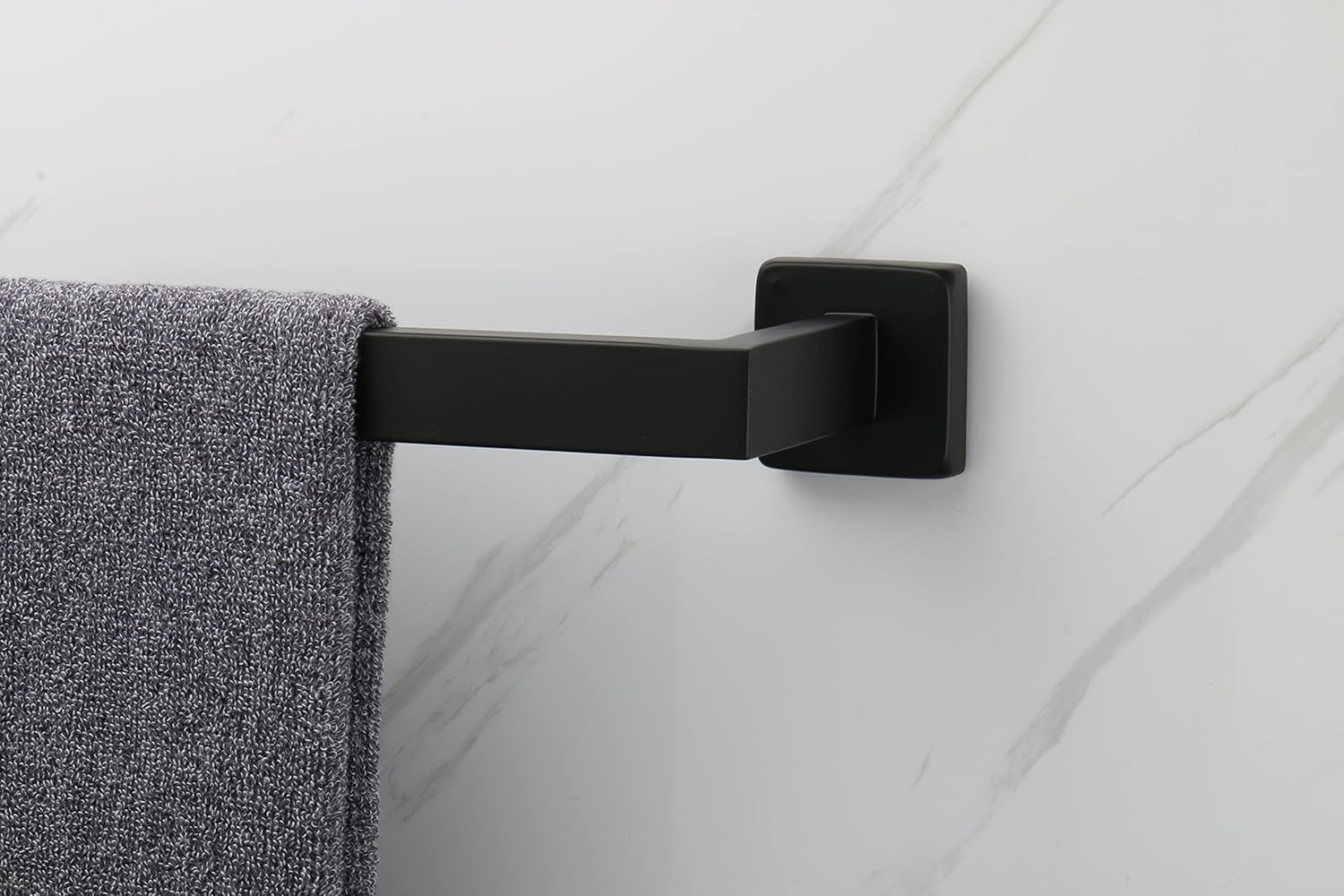 TocTen Bath Towel Rack - Square Base Thicken SUS304 Stainless Steel Towel Bar for Bathroom, Bathroom Accessories Towel Rod Heavy Duty Wall Mounted Towel Holder. (Black, 16) - Image 6