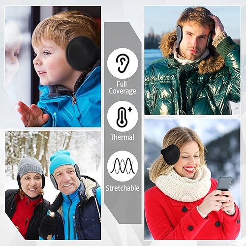 Miniatura 5 de SATINIOR Paquete de 2 orejeras de forro polar para hombres y mujeres, calentador de orejas de forro polar, accesorio de invierno para hombres,
