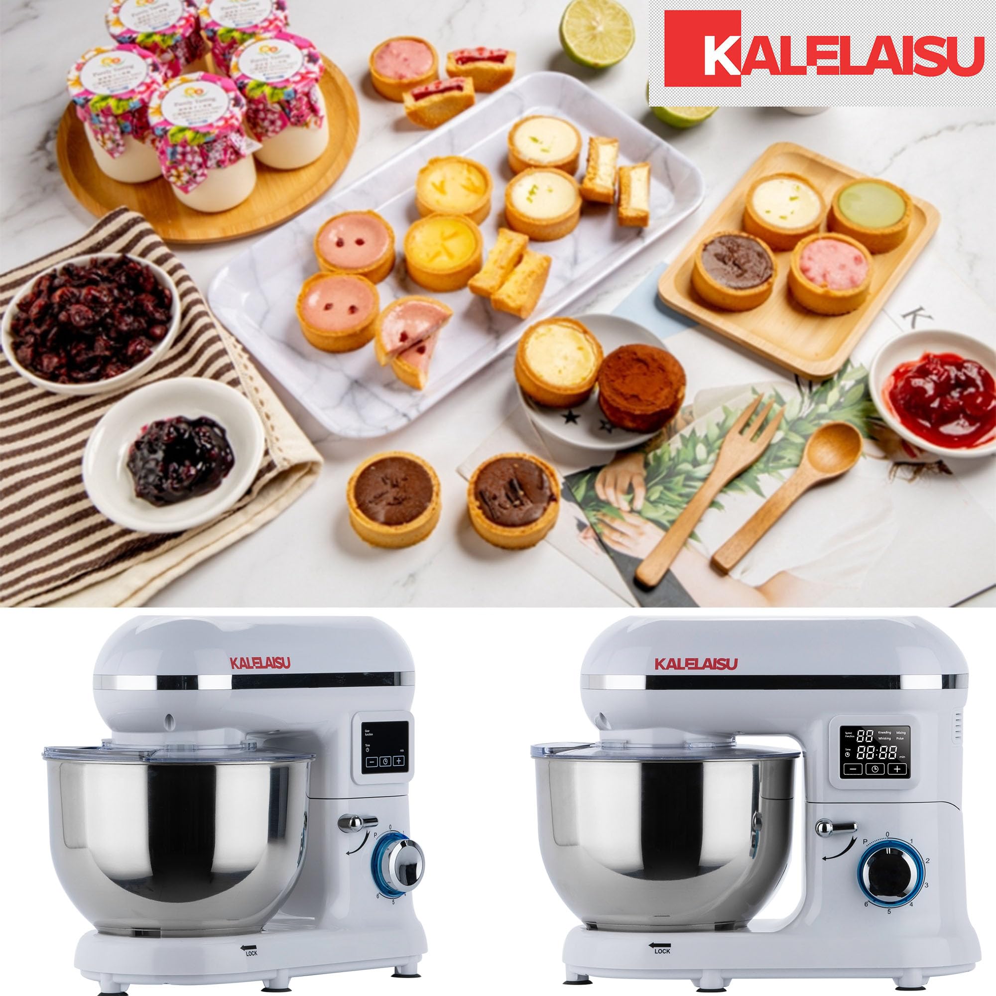 Amazon | KALELAISU スタンドミキサー 5.5L大容量 99分タイマー機能