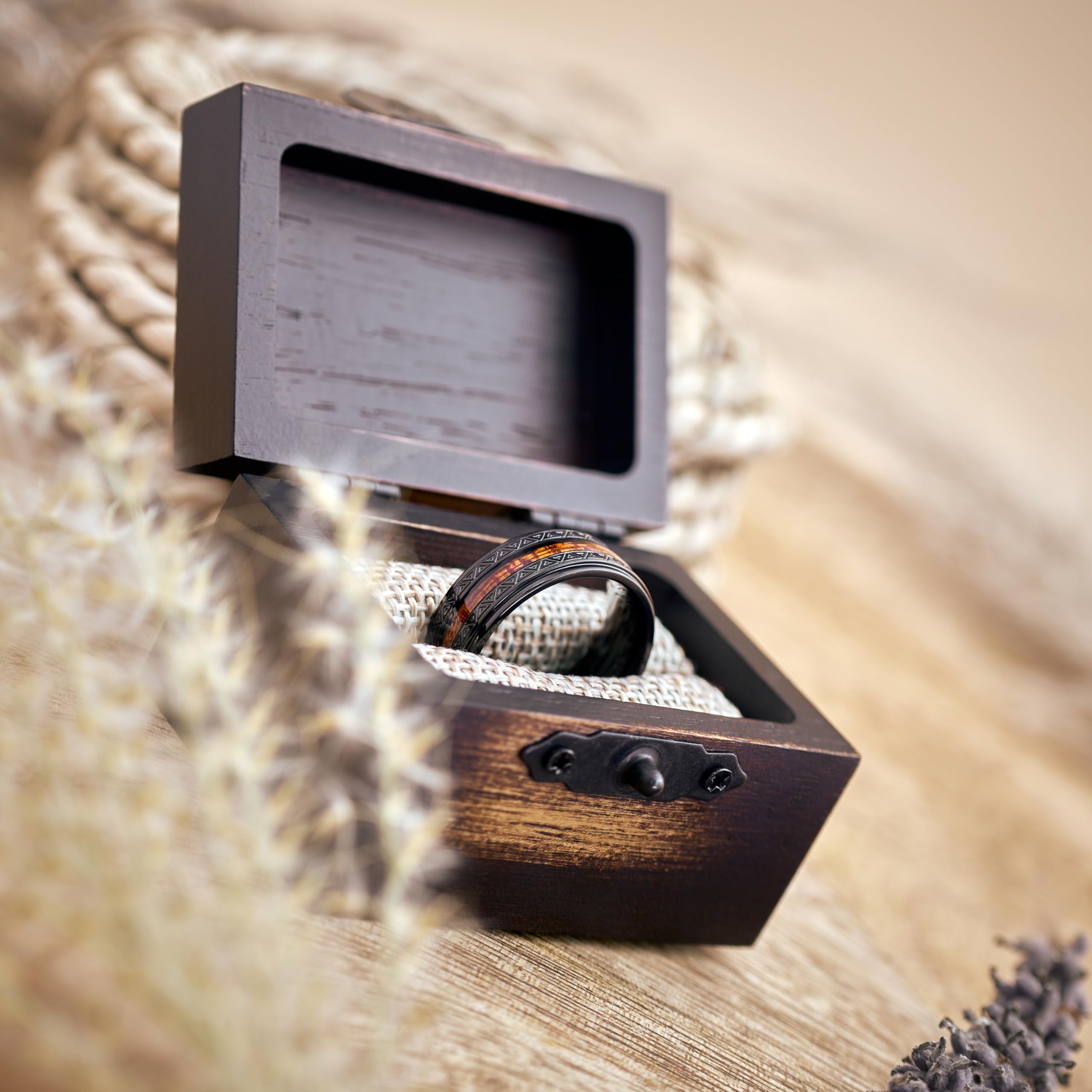 Ring Silber oder Schwarz [Handgemacht & Wasserfest] – Holzring für Damen & Herren – Partnerring, Ehering, Verlobungsring – aus Edelstahl & echtem Holz, langlebig & stilvoll